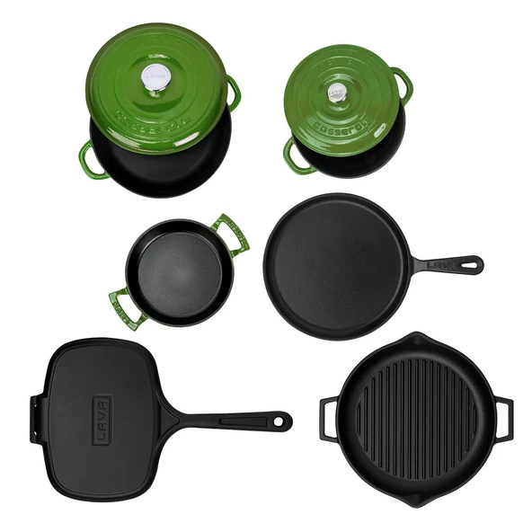 Lava Döküm 6x Trendy Serisi 9 Parça Tencere & Tava Seti  Yeşil - 4
