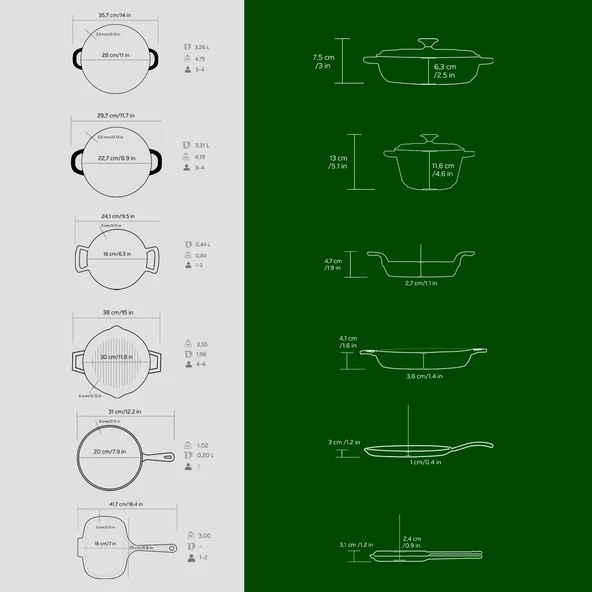Lava Döküm 6x Trendy Serisi 9 Parça Tencere & Tava Seti Yeşil - 6