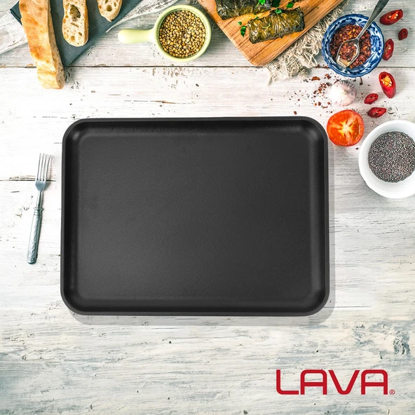 Lava Döküm Dikdörtgen Servis Tabağı Ölçü 34x25cm. - Resim 5