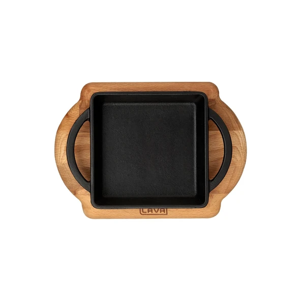 Lava Döküm Kare Sahan Döküm Demir Yekpare Çift Kulplu Kayın Servis Ahşabı Ölçü 12x12cm. - 3