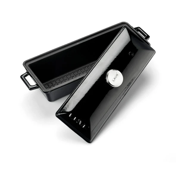 Lava Döküm Ekmek Tenceresi / Terrine Serisi. Ölçü 11x29cm.  Siyah - Resim 3