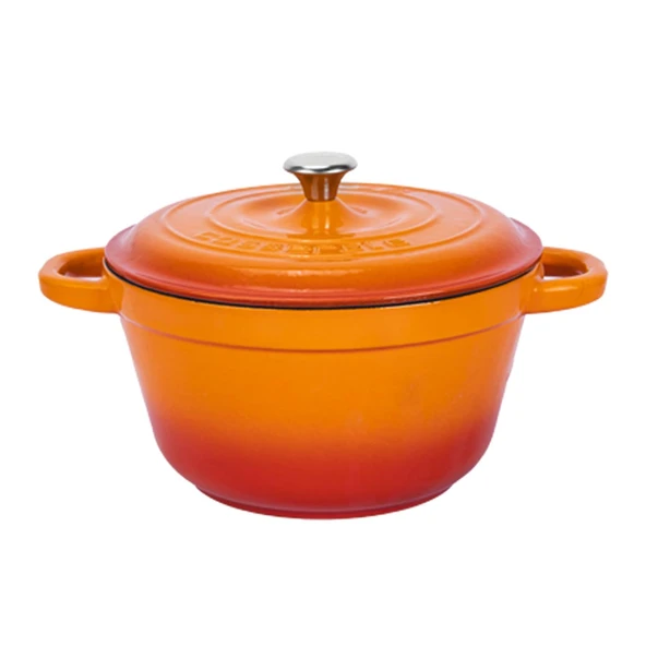 Lava Döküm Yuvarlak Tencere Döküm Demir Kapak New Heritage Serisi Çap(Ø)26cm.  Turuncu