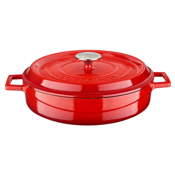 Lava Döküm Çok Amaçlı Yayvan Tencere Döküm Demir Yekpare Kulplu Edition Serisi Çap(Ø)32cm. Kırmızı ürün görseli 1