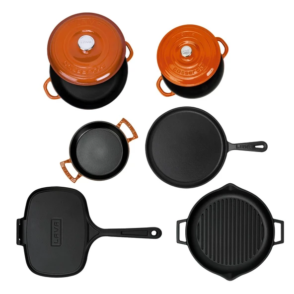 Lava Döküm 6x Trendy Serisi 9 Parça Tencere & Tava Seti  Turuncu - Resim 4