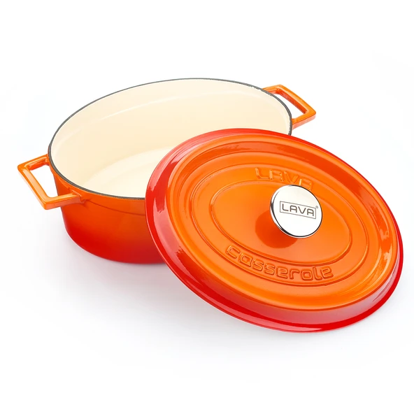 Lava Döküm Oval Tencere. Edition Serisi Ölçü 25x31cm.  Turuncu - Resim 2