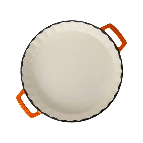 Lava Döküm Yuvarlak Rosto ve Fırın Tepsisi Edition Serisi Döküm Demir Yekpare Çift Kulplu Çap(Ø)30cm.  Turuncu - 3