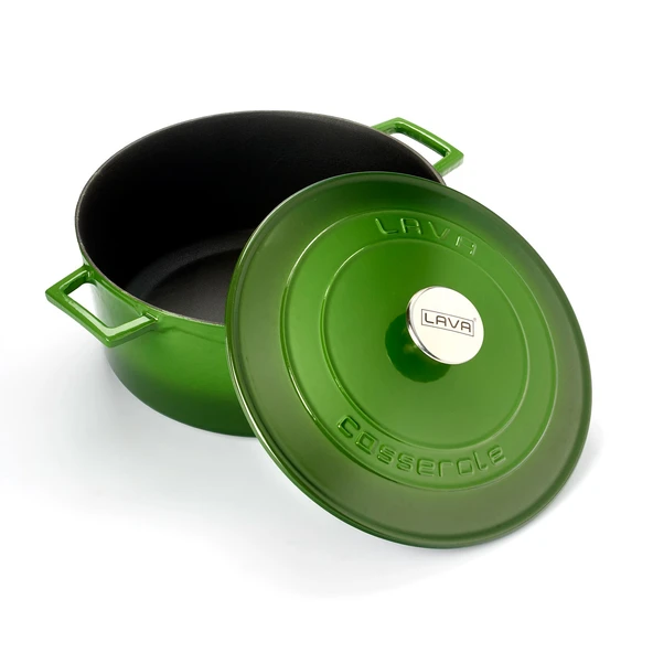 Lava Döküm Yuvarlak Tencere. Folk Çap(Ø)28cm.  Yeşil - Resim 2