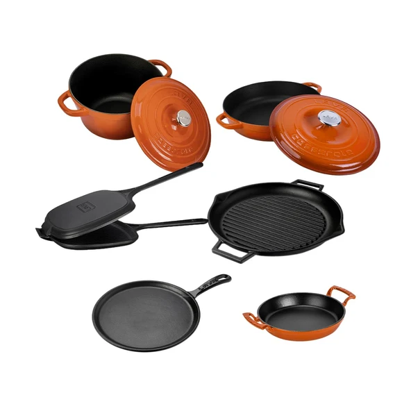 Lava Döküm 6x Trendy Serisi 9 Parça Tencere & Tava Seti  Turuncu - Resim 3