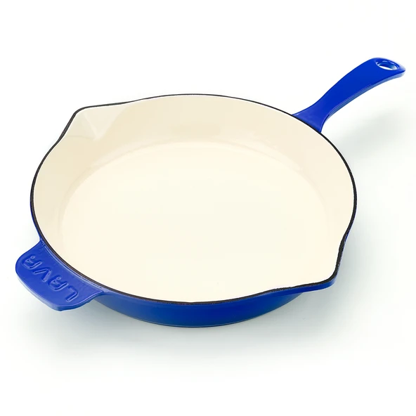 Lava Döküm Yuvarlak Kızartma Tavası Döküm Demir Yekpare Saplı Edition Serisi Çap(Ø)28cm.  Mavi - 3