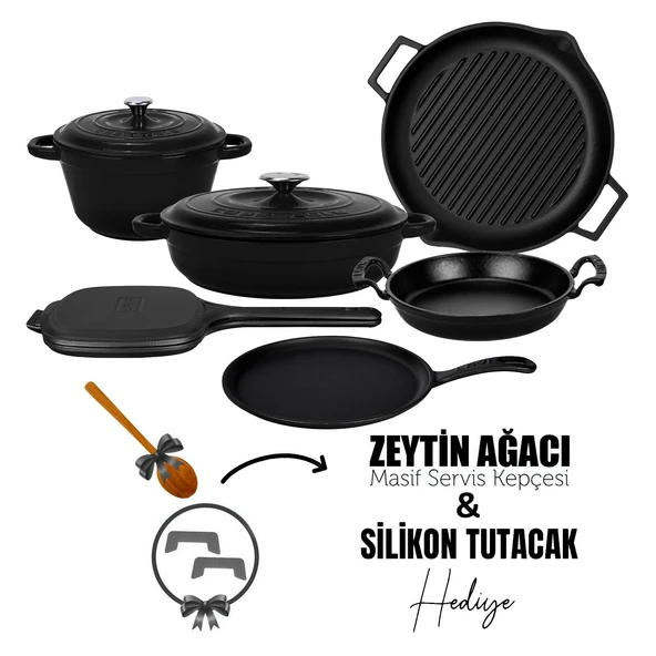 Lava Döküm 6x Trendy Serisi 9 Parça Tencere & Tava Seti Siyah