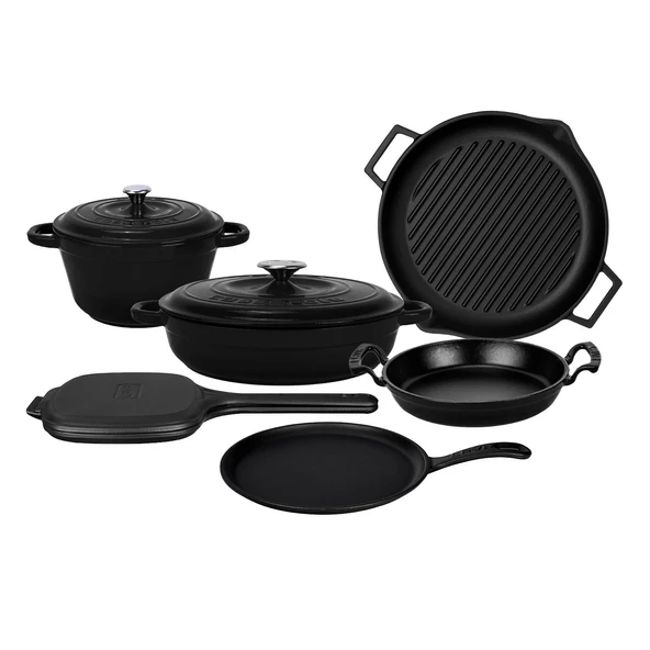 Lava Döküm 6x Trendy Serisi 9 Parça Tencere & Tava Seti Siyah - 2