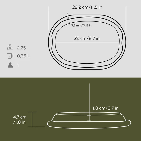 Lava Döküm Oval Fajita Tabağı Kayın Servis Ahşabı Ölçü 26x19cm. - 3