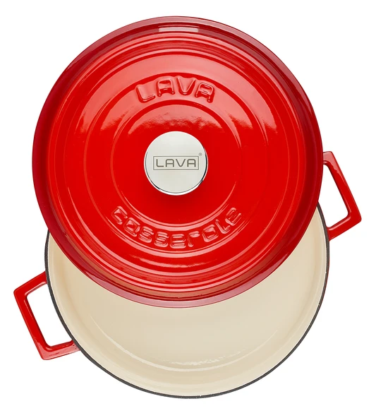 Lava Döküm Çok Amaçlı Yayvan Tencere Döküm Demir Yekpare Kulplu Edition Serisi Çap(Ø)32cm.  Kırmızı - Resim 3