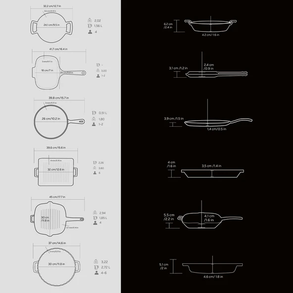 Lava Döküm 12x Trendy Serisi 17 Parça Tencere & Tava Seti  Siyah - Resim 7