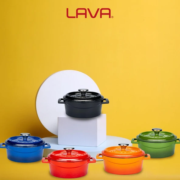 Lava Döküm Yuvarlak Tencere. Trendy Çap(Ø) 14cm.  Siyah - 6