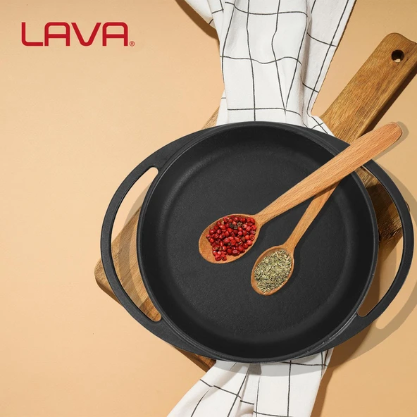 Lava Döküm Yuvarlak Sahan Döküm Demir Yekpare Çift Kulplu Çap(Ø)12cm. - 7