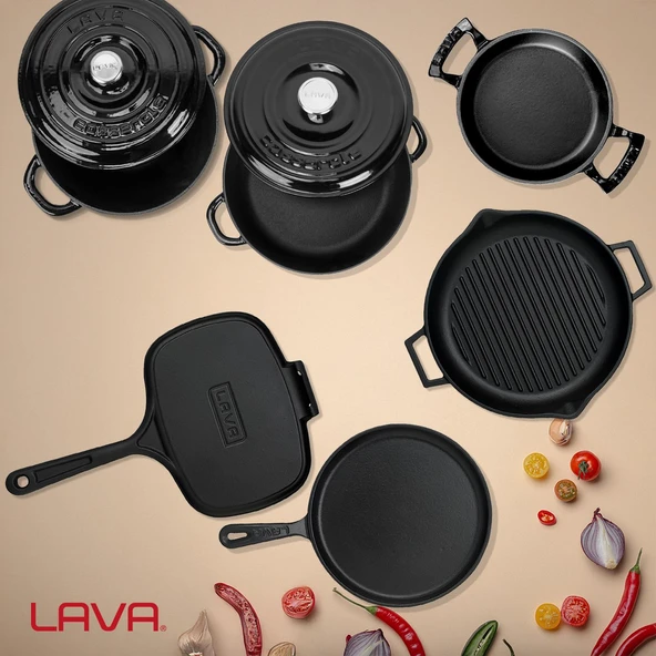 Lava Döküm 6x Trendy Serisi 9 Parça Tencere & Tava Seti Siyah - 8