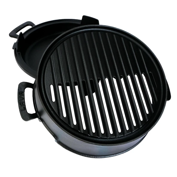 Lava Döküm Yuvarlak Mangal Izgara Set Döküm Demir Yekpare Çift Kulplu Çap (Ø)36cm. - 3