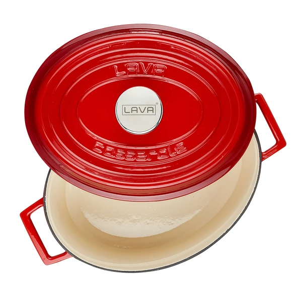 Lava Döküm Oval Tencere. Edition Serisi Ölçü 25x31cm.  Kırmızı - Resim 3