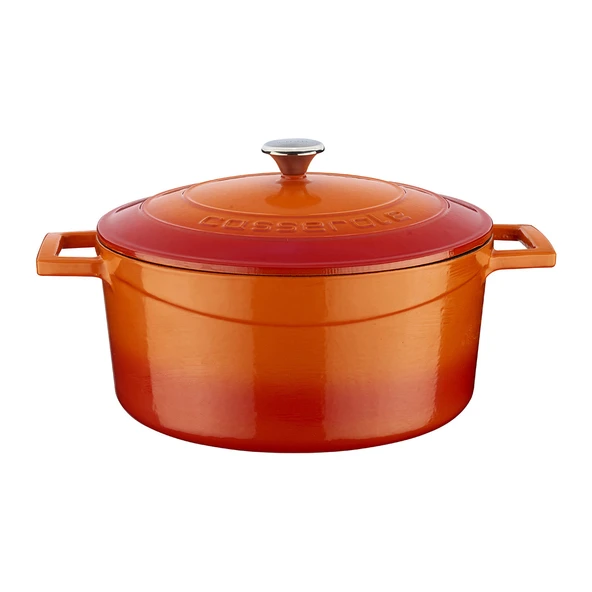 Lava Döküm Yuvarlak Tencere. Folk Çap(Ø)24cm.  Turuncu