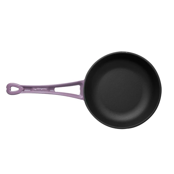 Lava Döküm Yuvarlak Kızartma Tavası Döküm Demir Yekpare Saplı Çap(Ø)24cm.  Mor - Resim 3