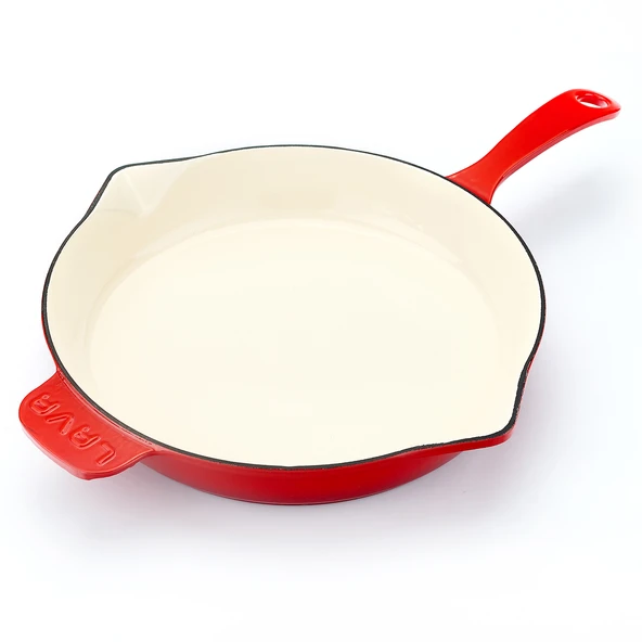 Lava Döküm Yuvarlak Kızartma Tavası Döküm Demir Yekpare Saplı Edition Serisi Çap(Ø)30cm.  Kırmızı - 2