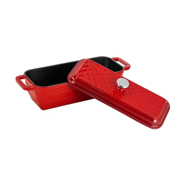 Lava Döküm Ekmek Tenceresi / Terrine Serisi. Ölçü 11x31cm.  Kırmızı - 3