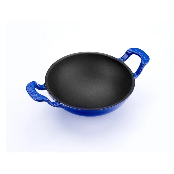 Lava Döküm Mini Wok Yekpare Kulplu Çap(Ø)16cm.  Mavi - 2