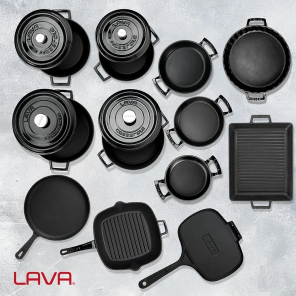 Lava Döküm 12x Trendy Serisi 17 Parça Tencere & Tava Seti  Siyah - Resim 9