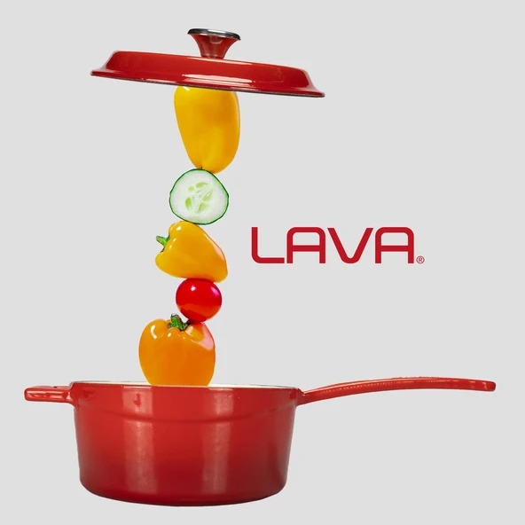Lava Döküm Yuvarlak Sos Tenceresi Döküm Demir Yekpare Saplı Edition Serisi Çap(Ø16cm.  Kırmızı - Resim 7