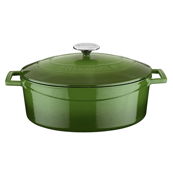 Lava Döküm Oval Tencere. Folk Serisi Ölçü 23x29cm.  Yeşil ürün görseli