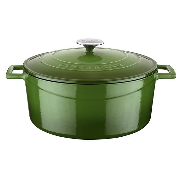 Lava Döküm Yuvarlak Tencere. Folk Çap(Ø)28cm.  Yeşil ürün görseli