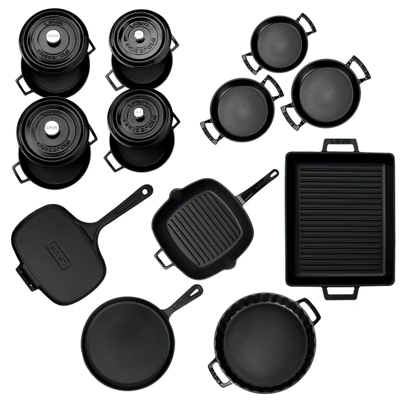 Lava Döküm 12x Trendy Serisi 17 Parça Tencere & Tava Seti  Siyah - Resim 4