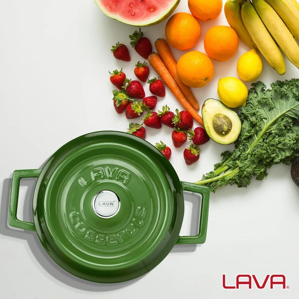 Lava Döküm Yuvarlak Tencere. Trendy Çap(Ø) 16cm.  Yeşil - 6