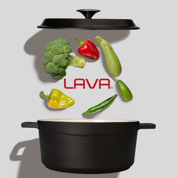 Lava Döküm Yuvarlak Tencere Döküm Demir Yekpare Kulplu Edition Serisi Çap(Ø)28cm.  Siyah - Resim 7