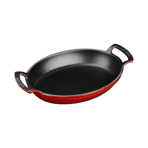 Lava Döküm Oval Sahan Döküm Demir Yekpare Çift Kulplu Ölçü 27x20cm.  Kırmızı - 2