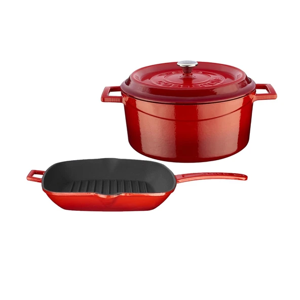 Lava Döküm Trendy 4 Parça Tencere Tava Seti  Kırmızı - 2
