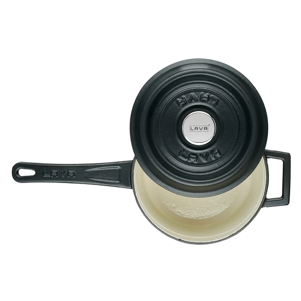Lava Döküm Yuvarlak Sos Tenceresi Döküm Demir Yekpare Saplı Edition Serisi Çap(Ø16cm.  Siyah - Resim 3