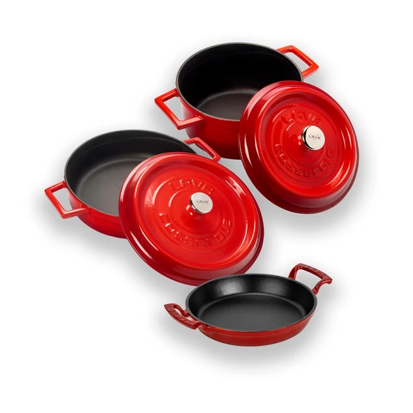 Lava Döküm 3x Trendy Serisi 6 Parça Tencere Seti  Kırmızı - Resim 2