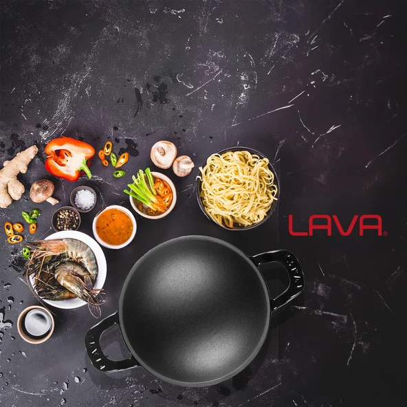 Lava Döküm Mini Wok Yekpare Kulplu Çap(Ø)16cm.  Siyah - 6