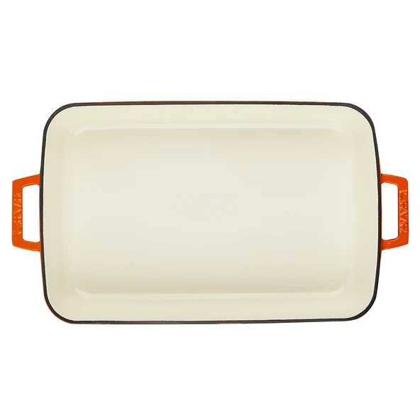 Lava Döküm Dikdörtgen Rosto ve Fırın Tepsisi Döküm Demir Yekpare Çift Kulplu Edition Serisi Ölçü 26x40cm. Turuncu - 2