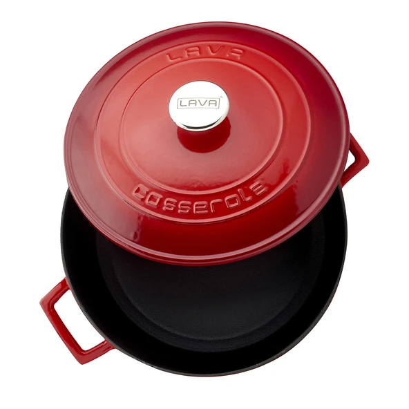 Lava Döküm Yuvarlak Tencere. Folk Çap(Ø)28cm.  Kırmızı - Resim 3