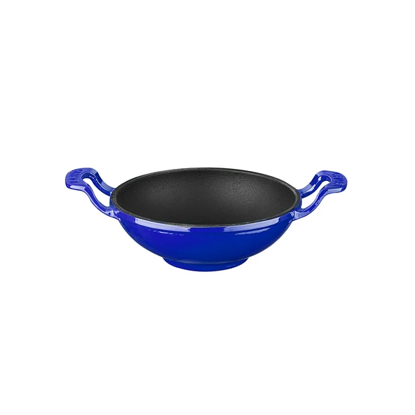 Lava Döküm Mini Wok Yekpare Kulplu Çap(Ø)16cm.  Mavi