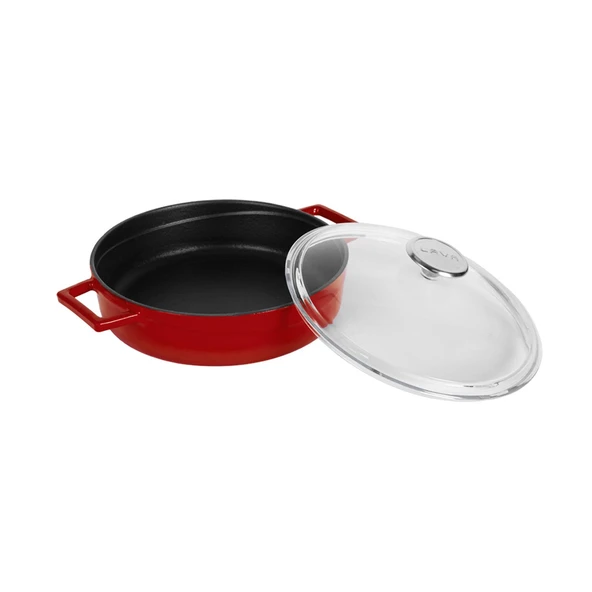 Lava Döküm Çok Amaçlı Yayvan Tencere. Glaze Serisi Çap(Ø)24cm. - Kırmızı  Kırmızı - 2