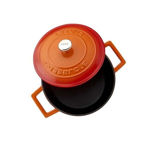 Lava Döküm Yuvarlak Tencere. Folk Çap(Ø)20cm.  Turuncu - Resim 3