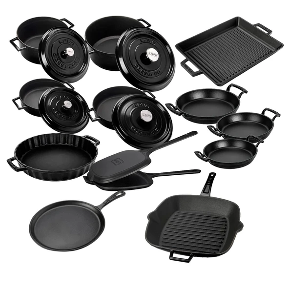 Lava Döküm 12x Trendy Serisi 17 Parça Tencere & Tava Seti  Siyah - Resim 3