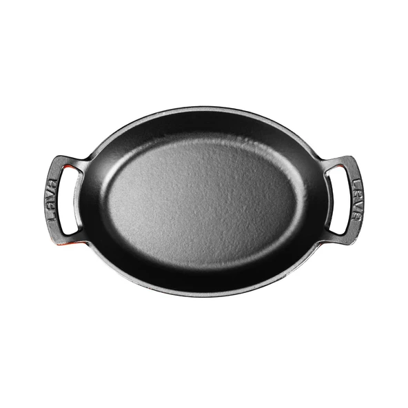 Lava Döküm Oval Sahan Döküm Demir Yekpare Çift Kulplu Ölçü 27x20cm.  Kırmızı - 3
