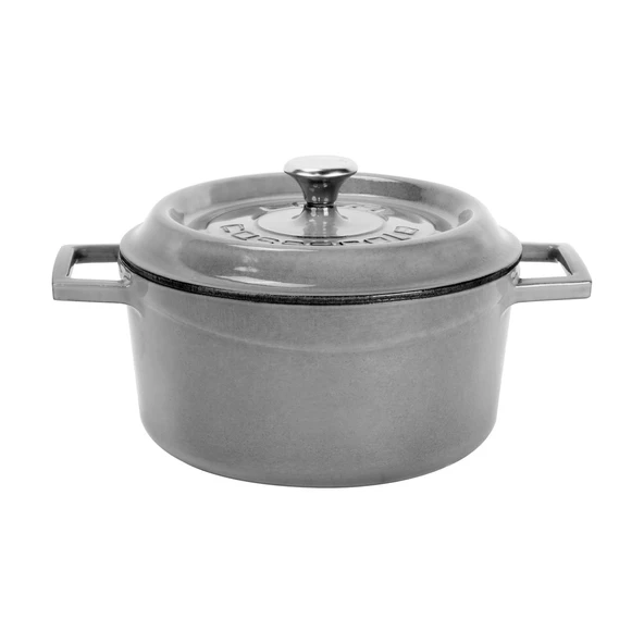 Lava Döküm Yuvarlak Tencere Döküm Demir Yekpare Kulplu Premium Serisi Çap(Ø)20cm.  Gri ürün görseli