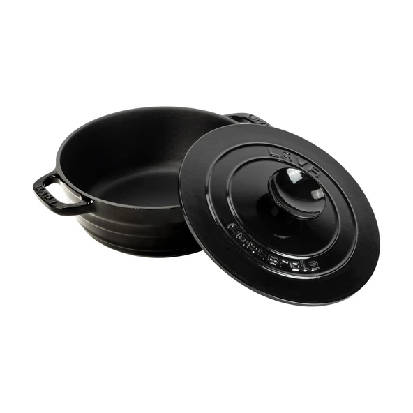 Lava Döküm Yuvarlak Tencere Döküm Demir Kapak Experience Serisi Çap(Ø)28cm  Siyah - Resim 2