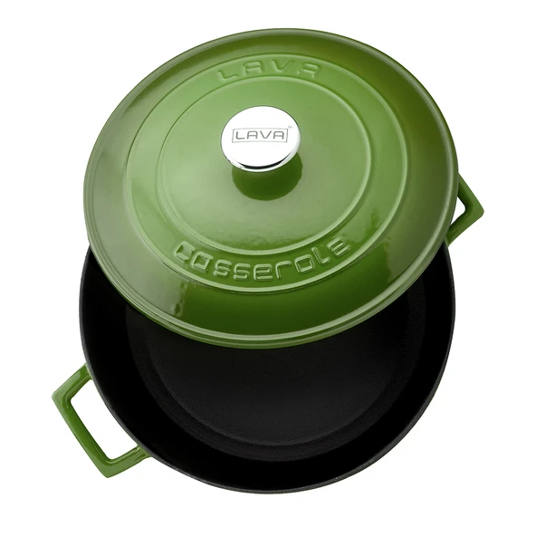 Lava Döküm Yuvarlak Tencere. Folk Çap(Ø)28cm.  Yeşil - Resim 3
